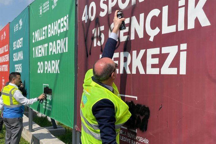 İYİ Parti'den Bursa'da sprey boyalı protesto