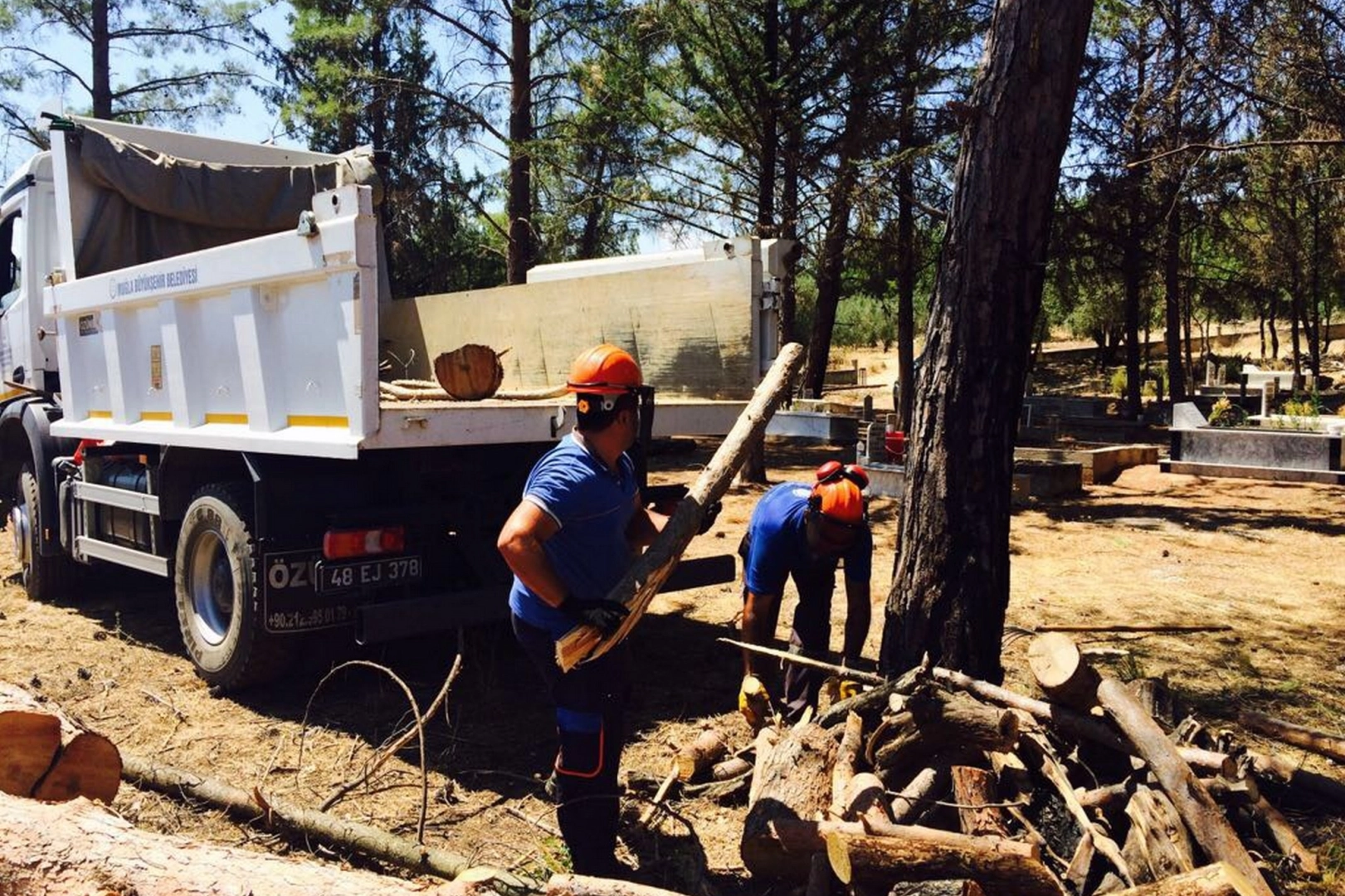 Muğla'da aileleri de ısıtan mezarlıklara bakım